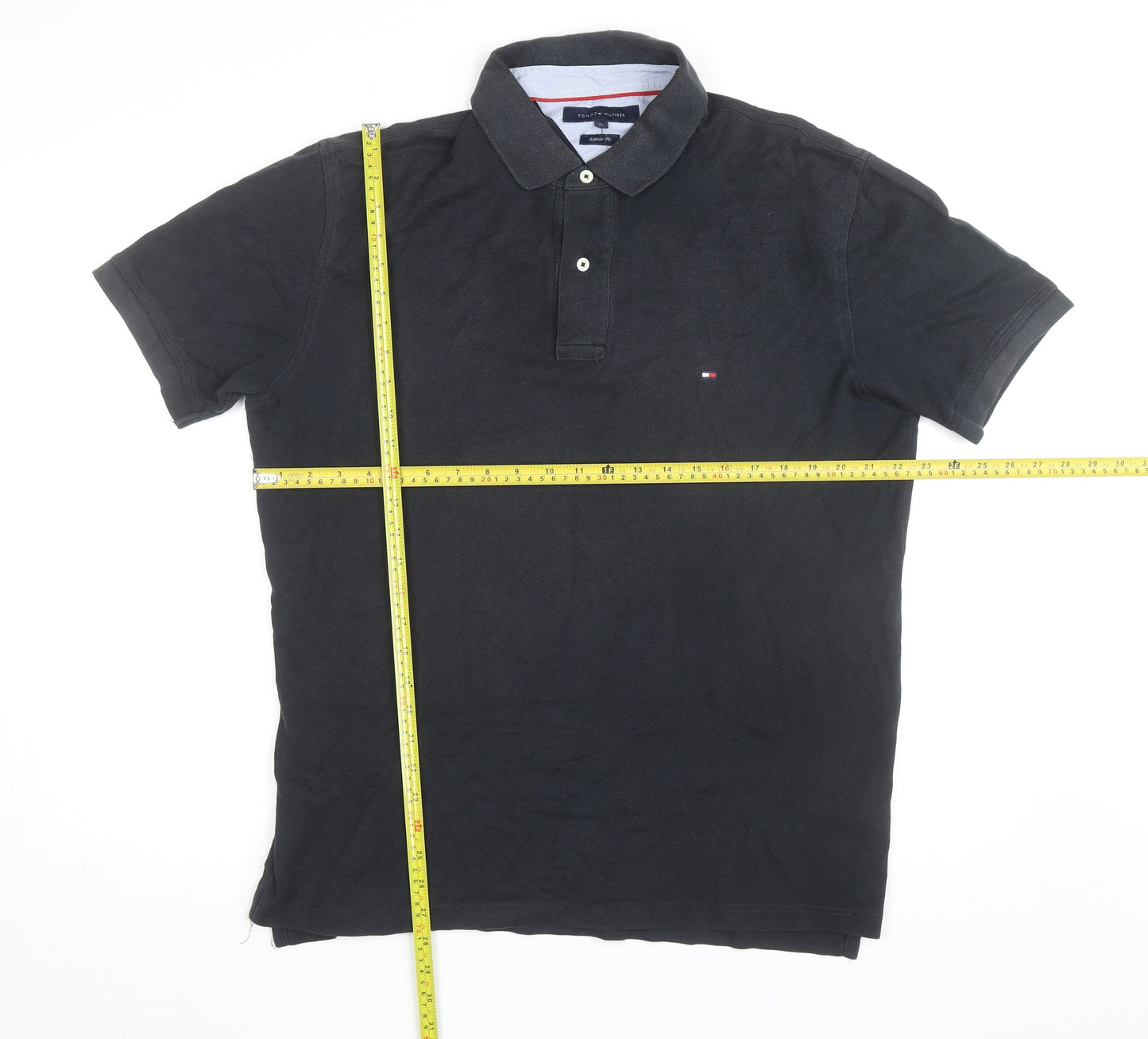 Tommy Hilfiger Men's Black Polo Shirt XL Regular Fit Cotton