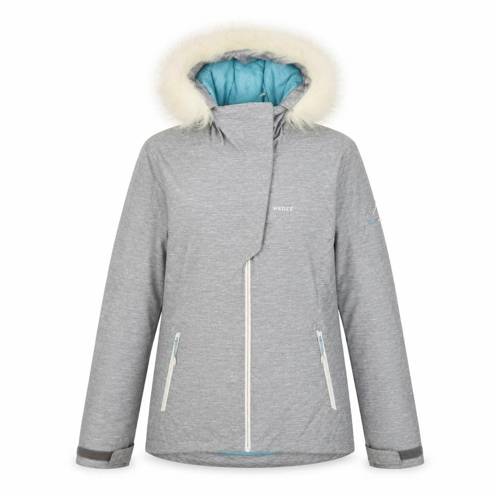 Wedze Women's Grey XS Ski Jacket Hooded Waterproof Insulated Coat