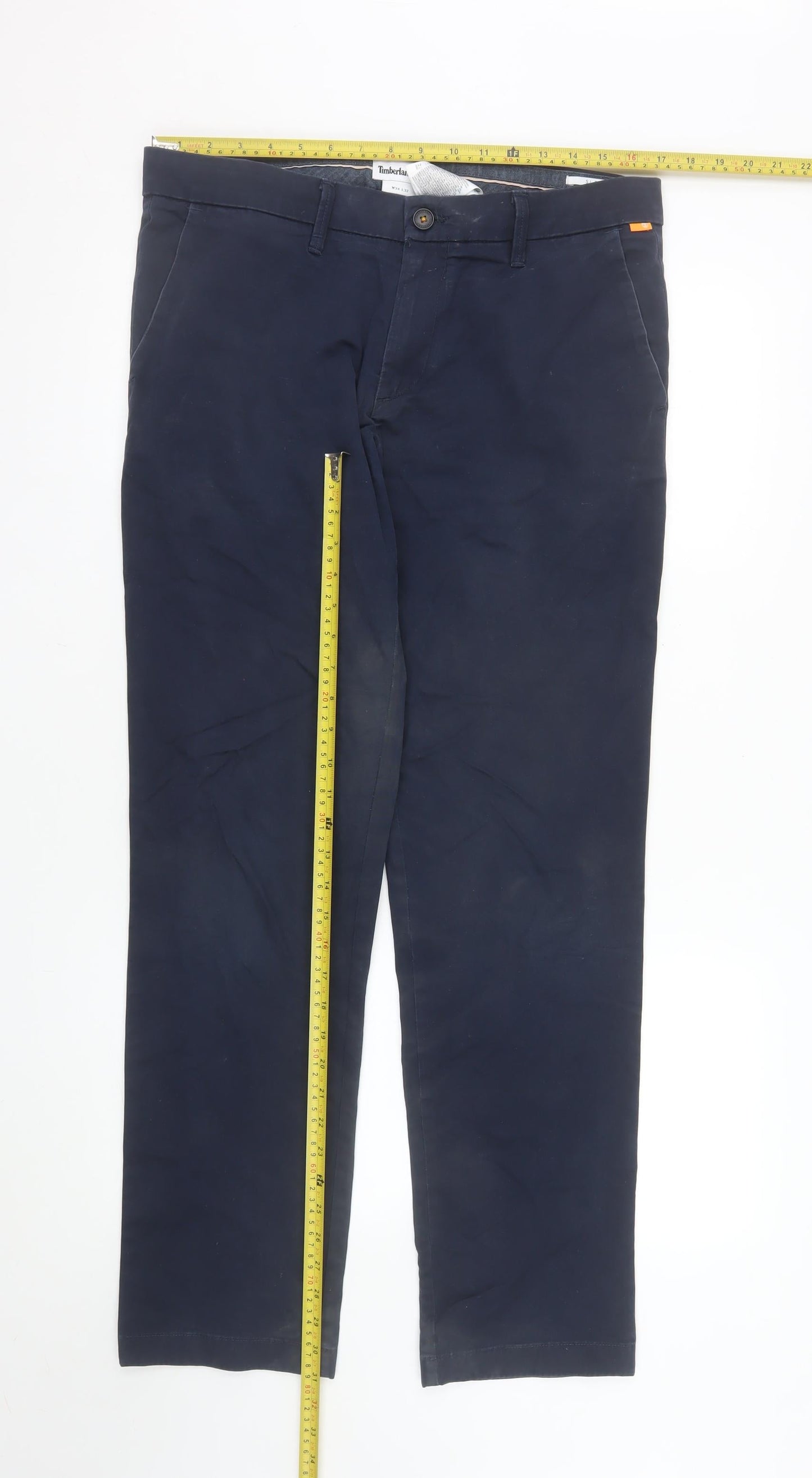 Timberland Men's Blue Chino Trousers W34 L32 Cotton Blend