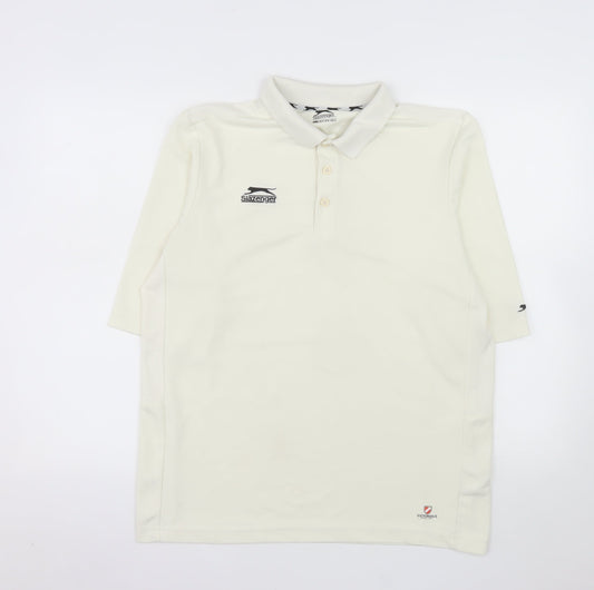 Slazenger Men’s Ivory Short Sleeve Polo Shirt M Sports Activewear
