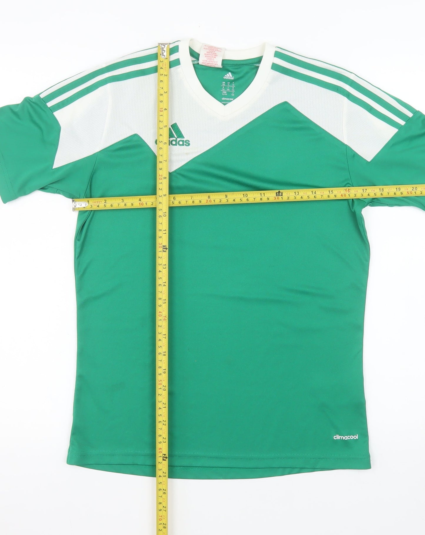 Adidas Mens Green White Climacool Sports T-Shirt YXL Polyester