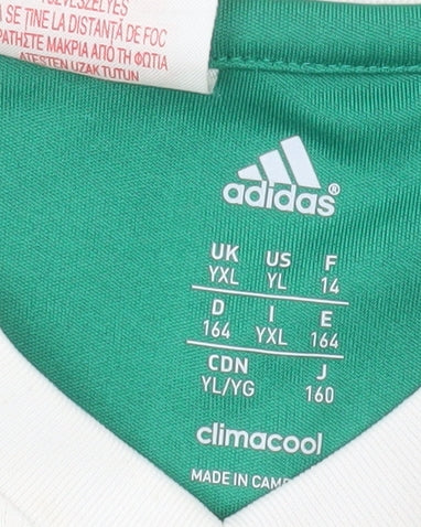 Adidas Mens Green White Climacool Sports T-Shirt YXL Polyester