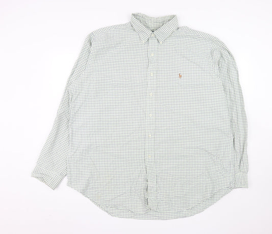 Ralph Lauren Men's Green Check Classic Fit Button-Down Shirt 2XL