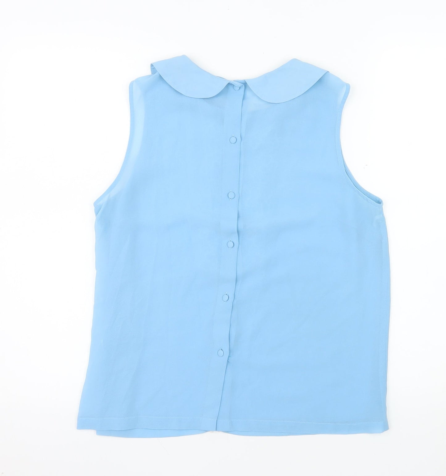 Savida Women Blue Sleeveless Collared Floral Blouse Size 12