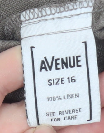 Avenue Women Brown Linen Chino Shorts Size 16 Casual Summer