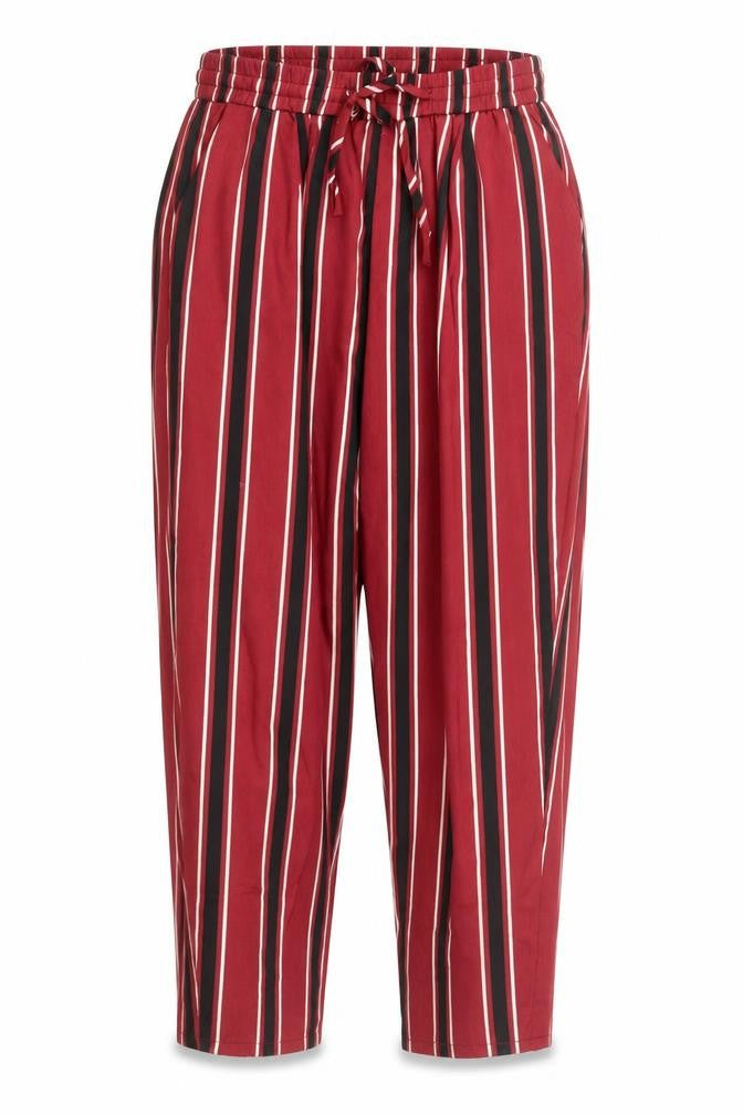 PRETTYLITTLETHING Women’s Red Striped Cropped Tapered Trousers Size 10