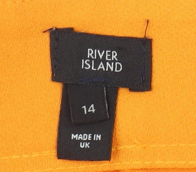 River Island Womens Orange Chino Shorts Size 14 High Waist