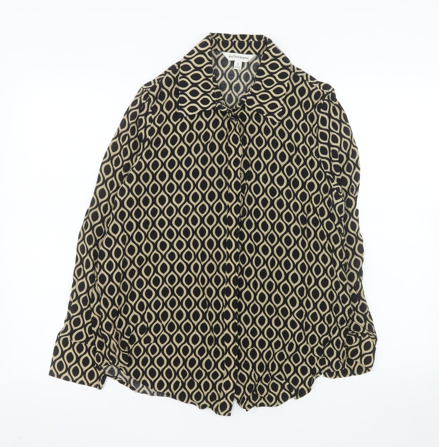 Marks and Spencer Autograph Women's Black Geometric Blouse Size 12