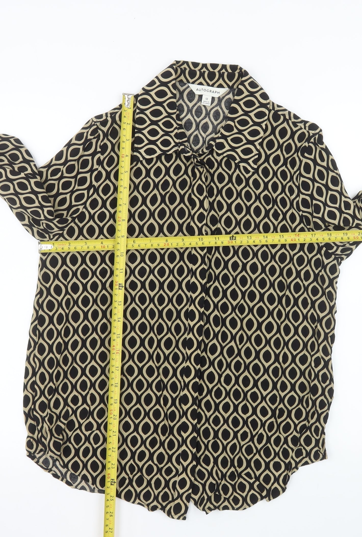 Marks and Spencer Autograph Women's Black Geometric Blouse Size 12