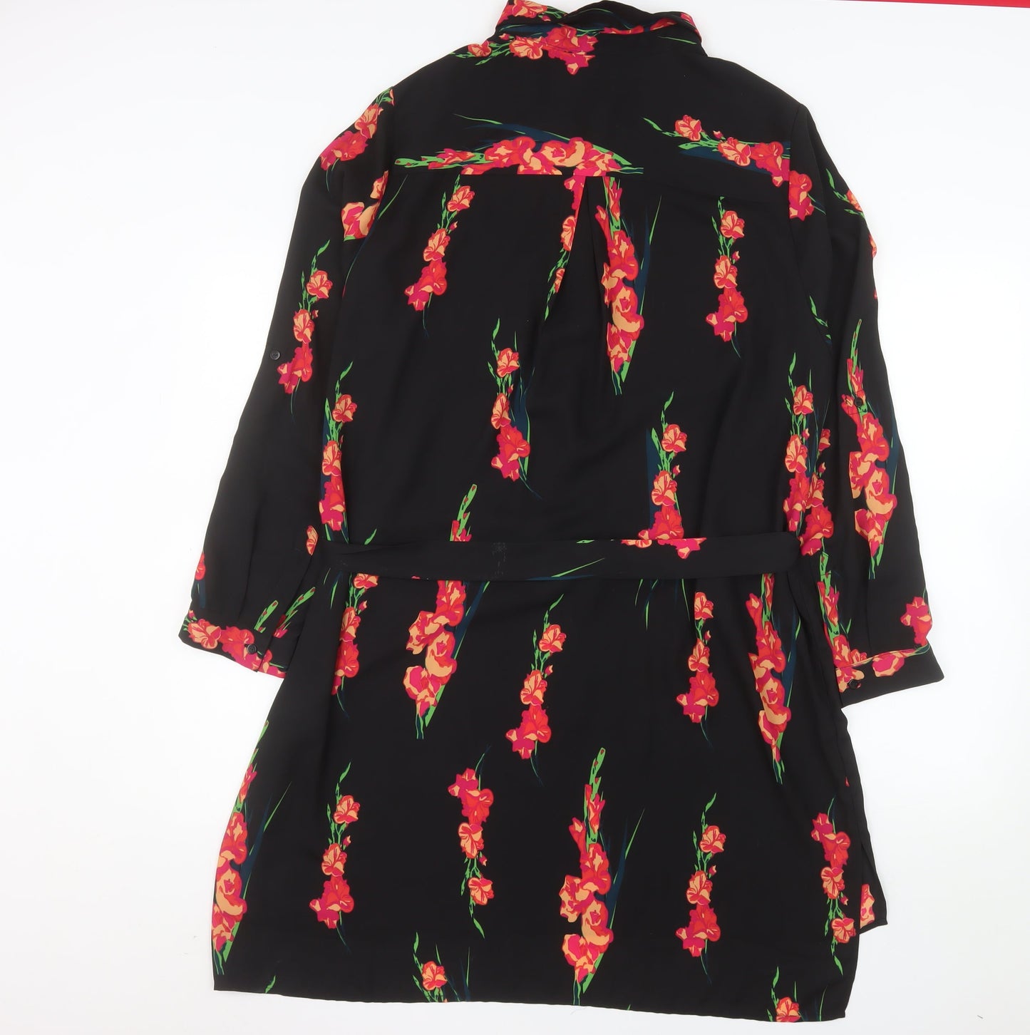 So Fabulous Women's Black Floral Shirt Dress Size 22