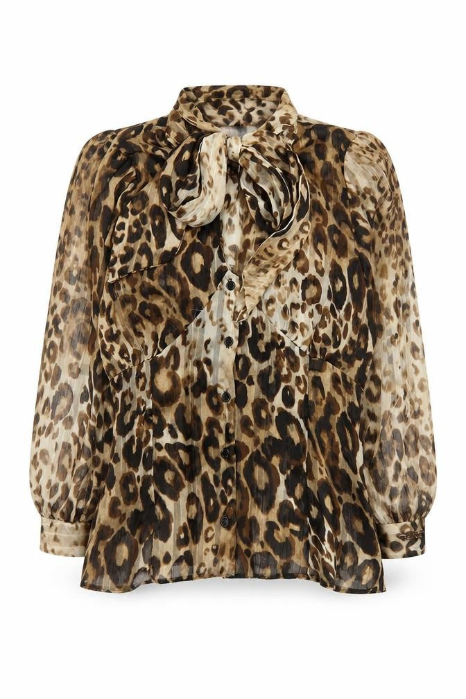 Closet Women Brown Leopard Print Chiffon Wrap Blouse Size 10