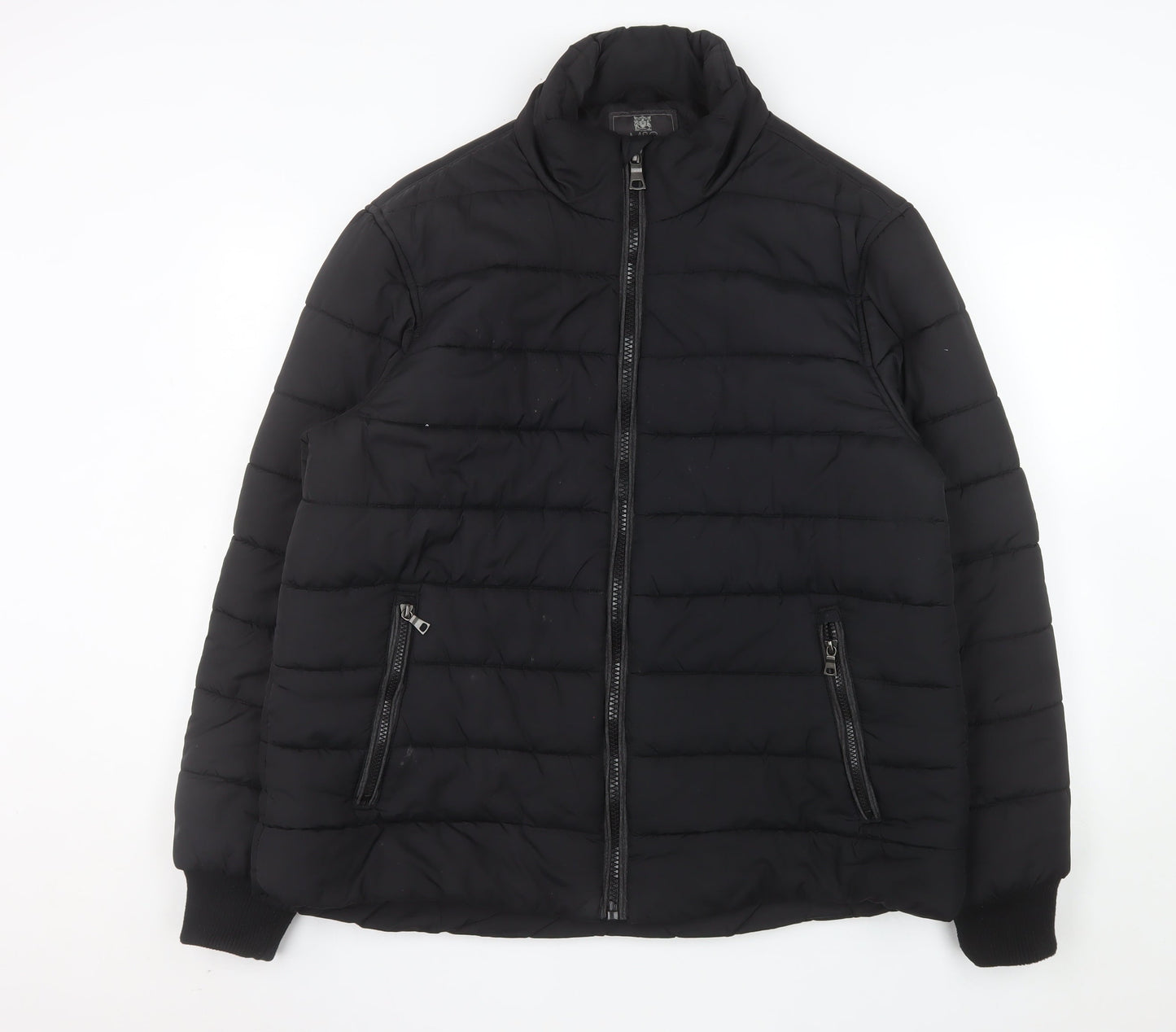 Marks and Spencer Men's Black Puffer Jacket XL Stand-Up Collar