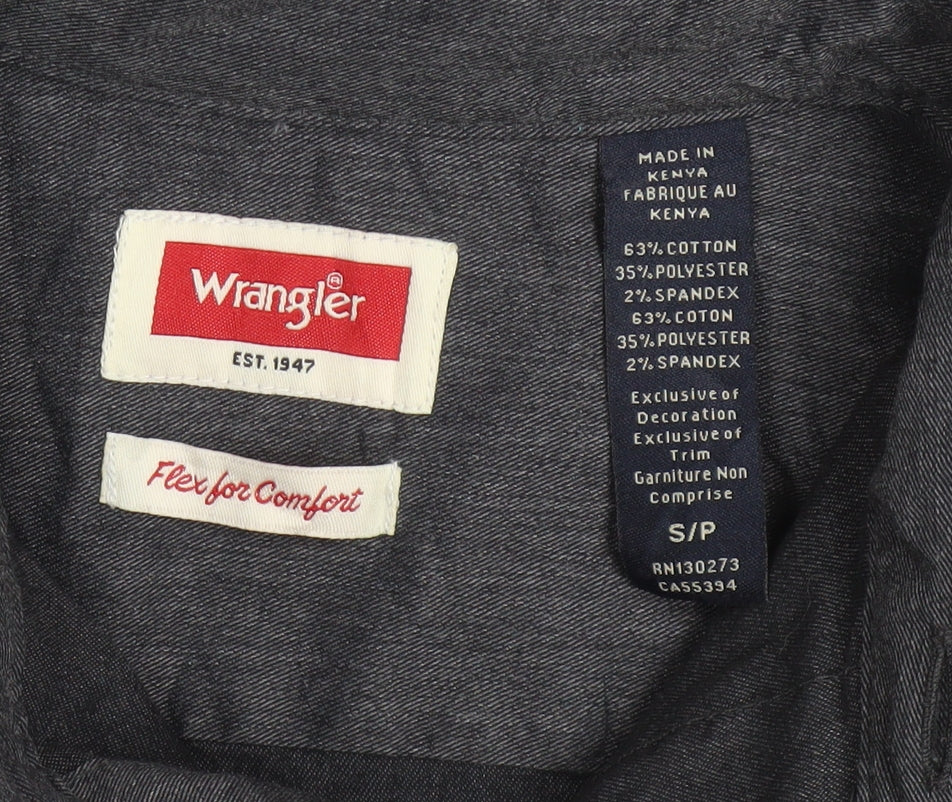 Wrangler Men's Black Long Sleeve Button-Up Shirt S Regular Fit