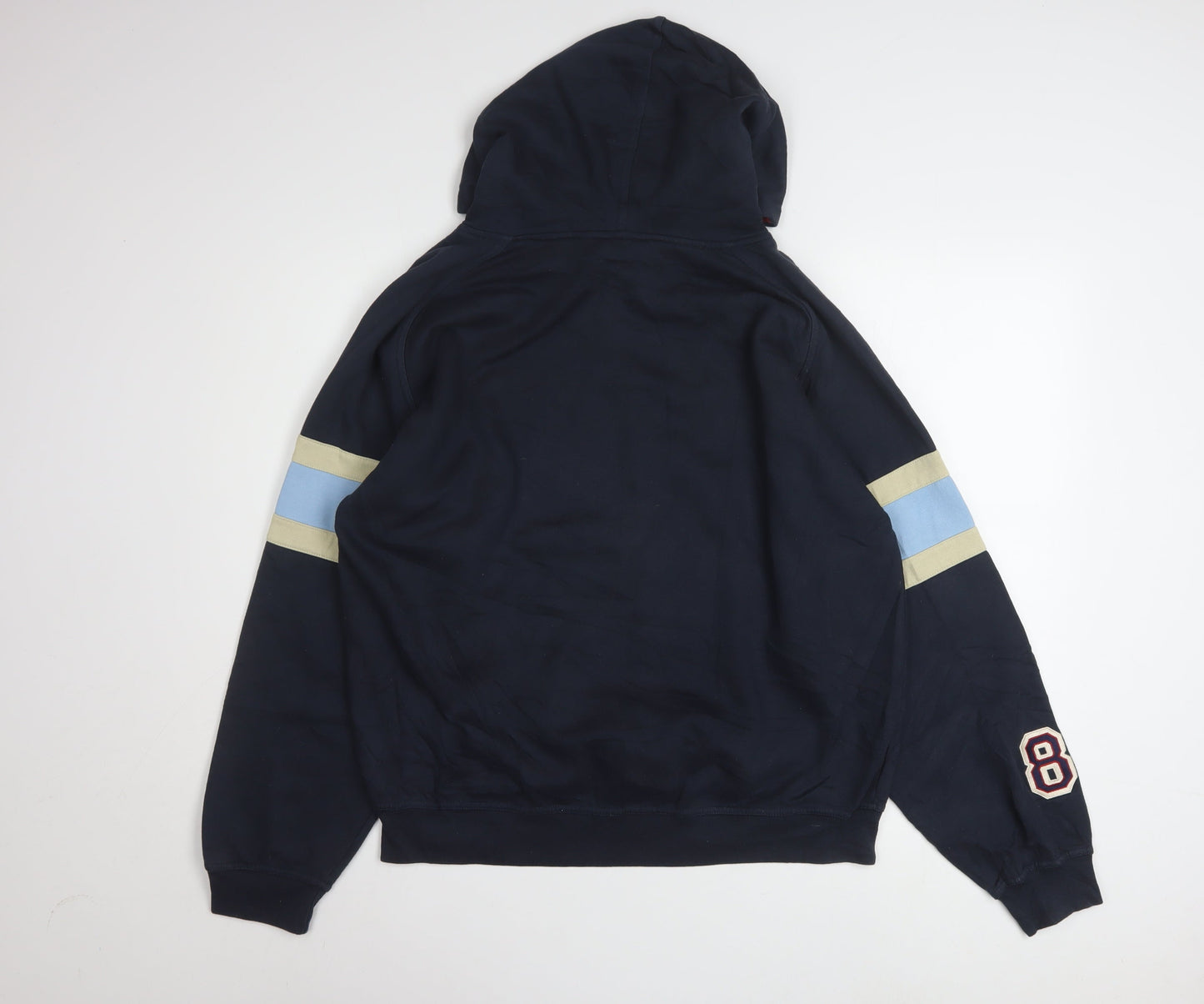 Reebok Men's Blue Pullover Hoodie L Fleece Sports Logo Vintage