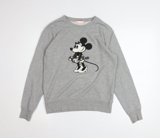 Disney Women Grey Minnie Mouse Pullover Sweatshirt Medium