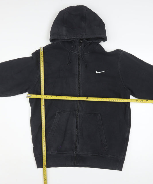 Nike Men's Black Full Zip Hoodie Medium Cotton Fleece