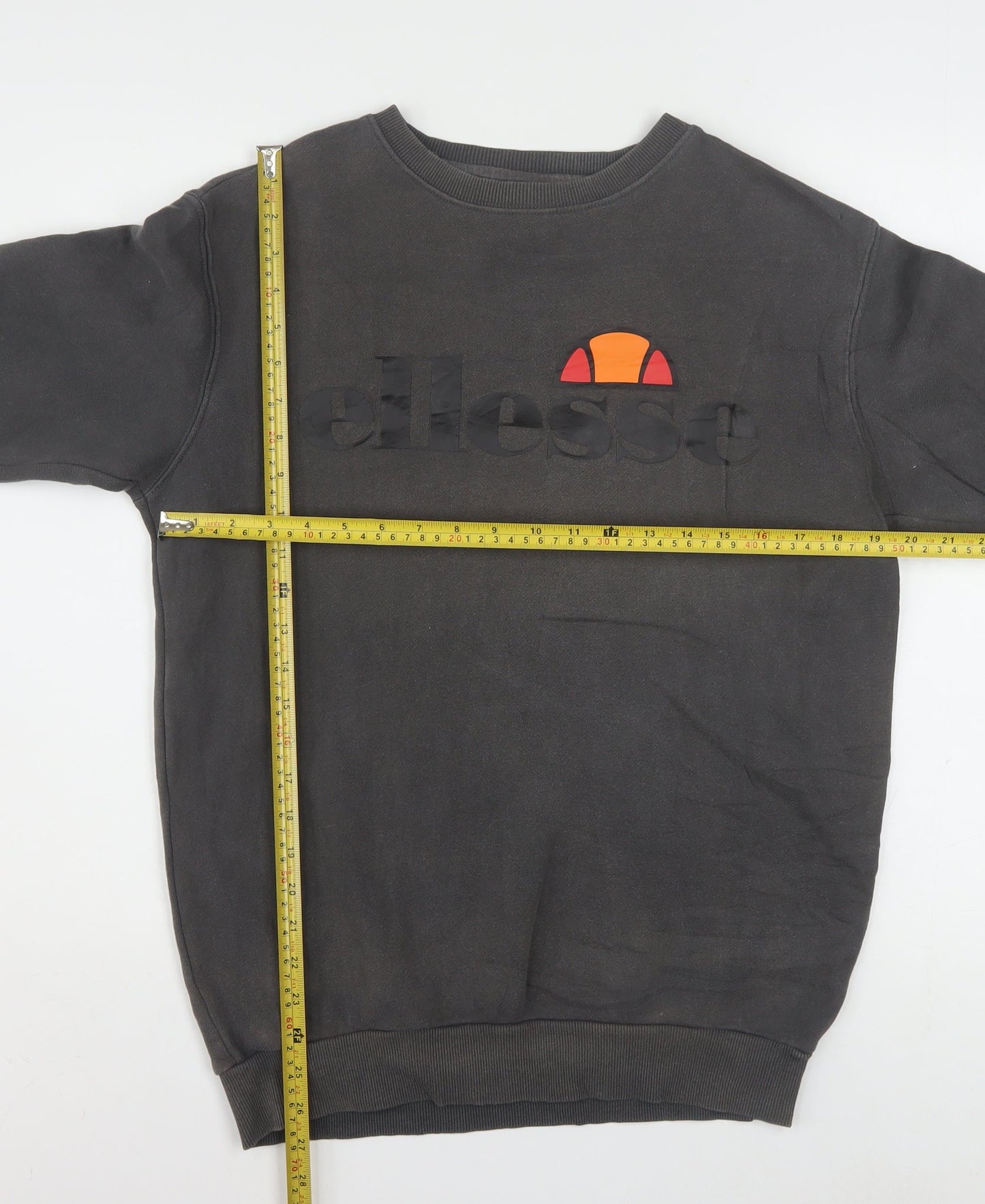 Ellesse Mens Black XS Pullover Sweatshirt Crew Neck Logo Fleece