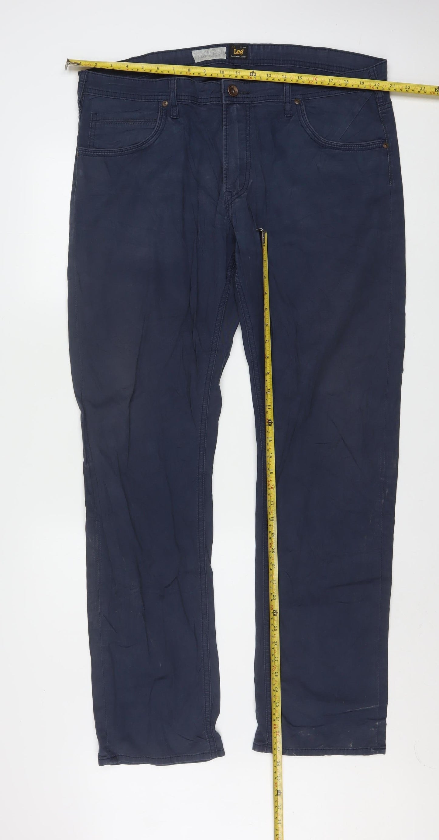 Lee Men's Blue Daren Zip Fly Regular Chino Trousers W38 L34