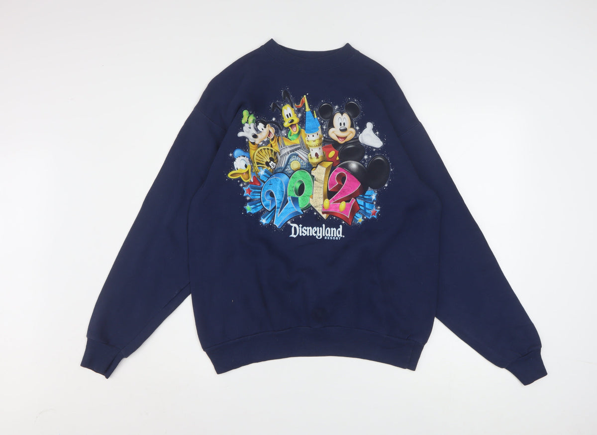Front view of Hanes Disneyland Resort Navy Graphic Sweatshirt Women M 2012 Disney Print