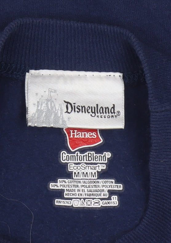 Brand and care label for Hanes Disneyland Resort Navy Graphic Sweatshirt Women M 2012 Disney Print