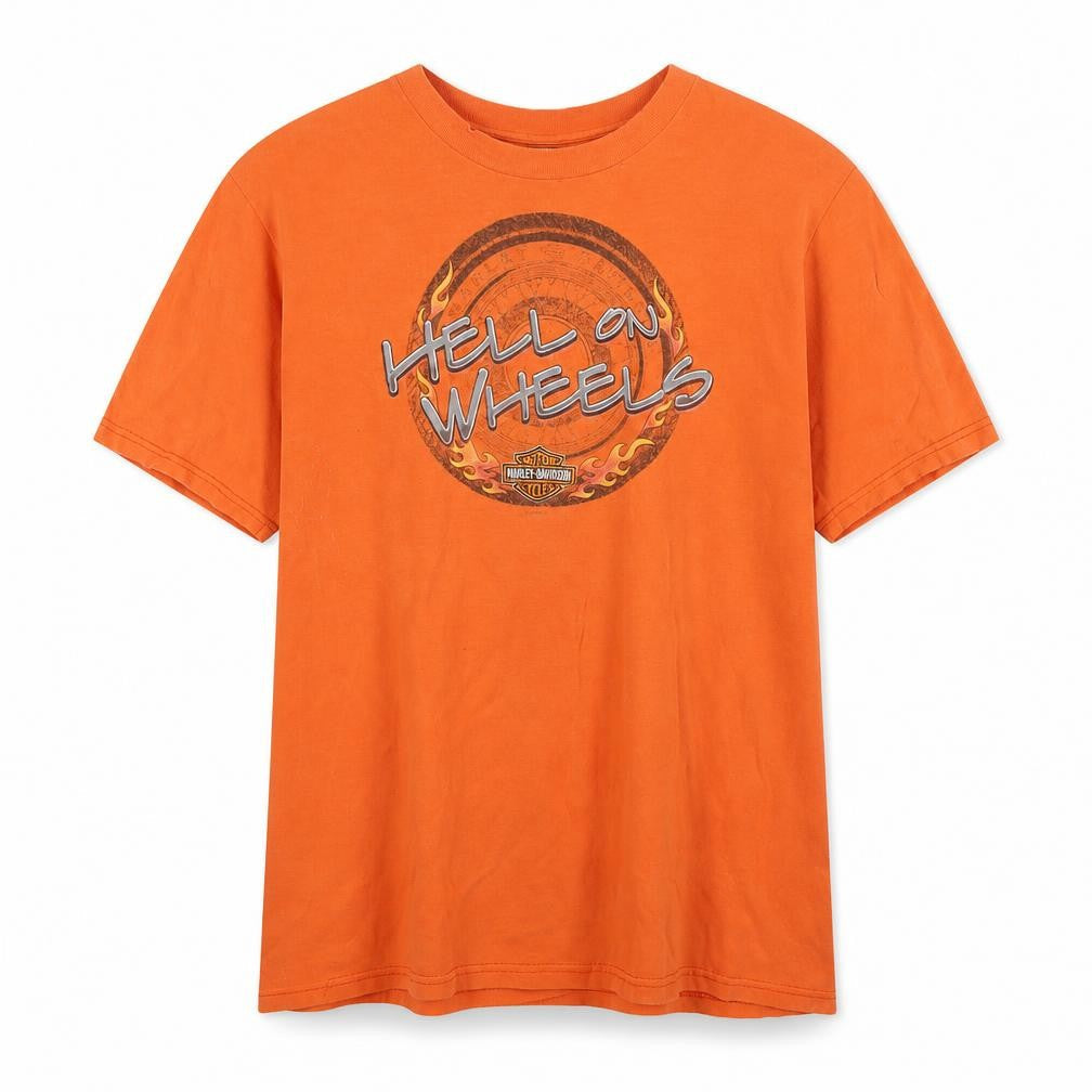 Harley-Davidson Men’s Orange XL Vintage Biker Graphic T-Shirt