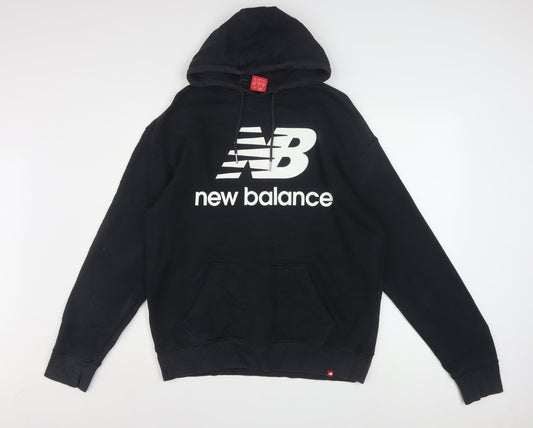 New Balance Men's Black Pullover Hoodie Size S Logo Fleece Sweatshirt