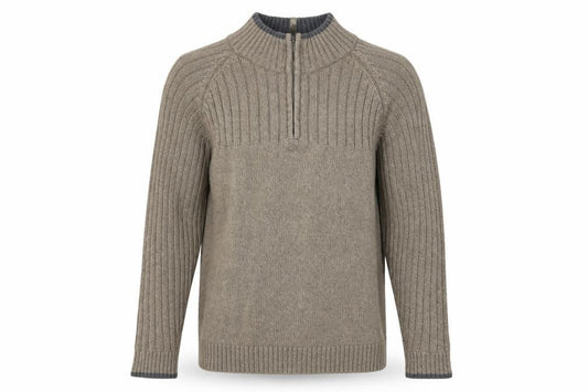 Columbia Men’s Beige Cotton 1/2 Zip High Neck Jumper Size L