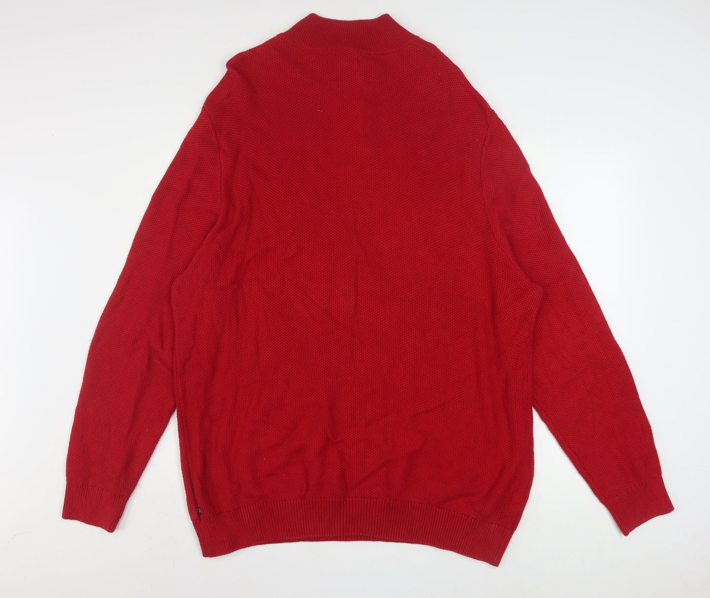 Chaps Men’s Red Cotton Henley Jumper XL Cable-Knit Classic