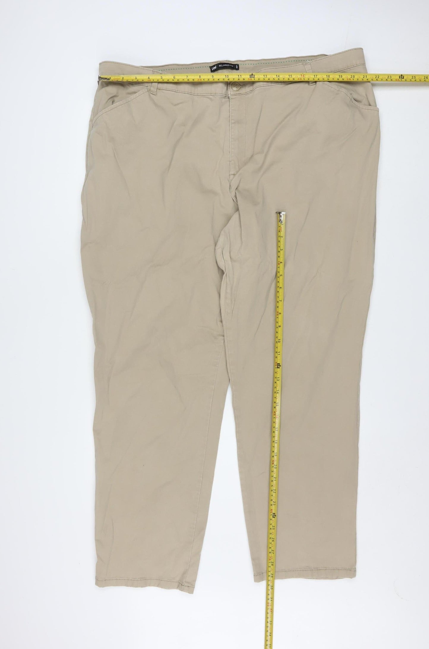 Lee Men's Beige Relaxed Fit Chino Trousers Size 2XL