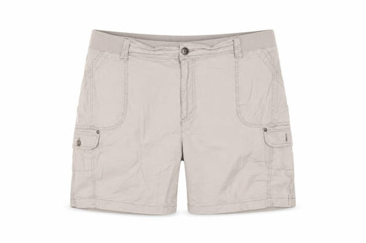 Front view of Lee women’s beige cargo shorts relaxed fit cotton 22w