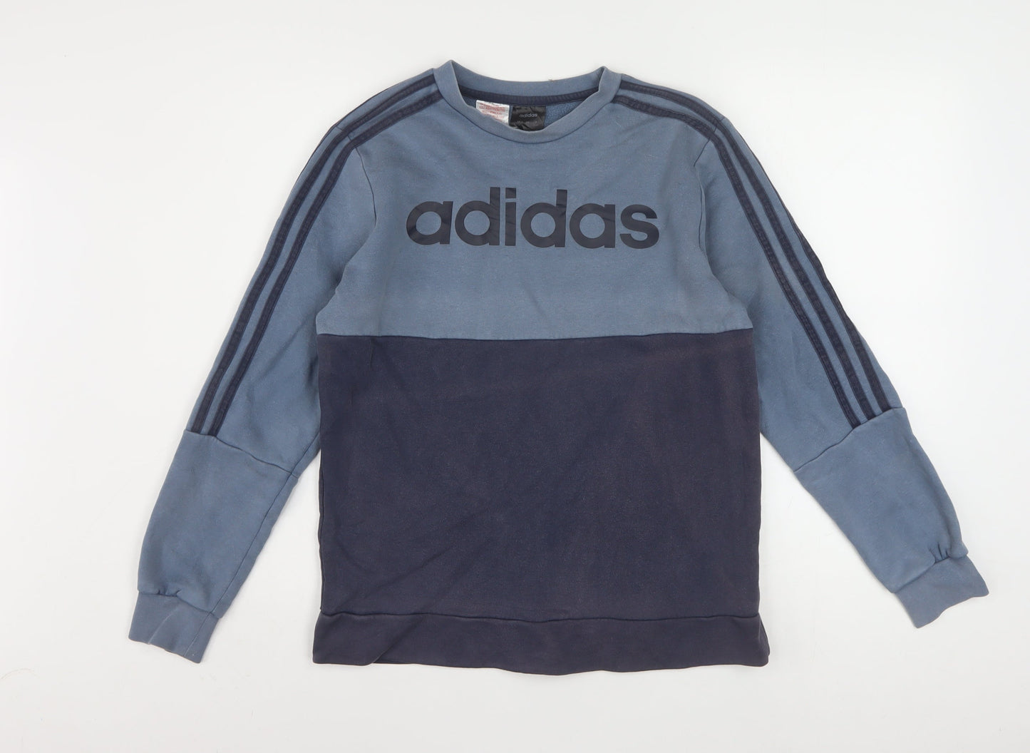 Adidas Boys Blue Colourblock Fleece Pullover Sweatshirt 13-14 Years