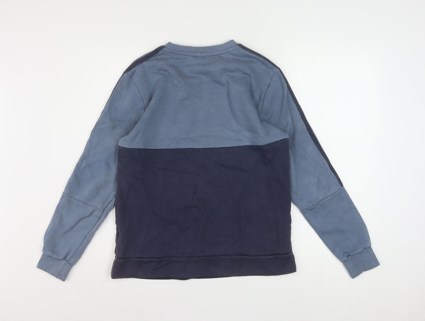 Adidas Boys Blue Colourblock Fleece Pullover Sweatshirt 13-14 Years