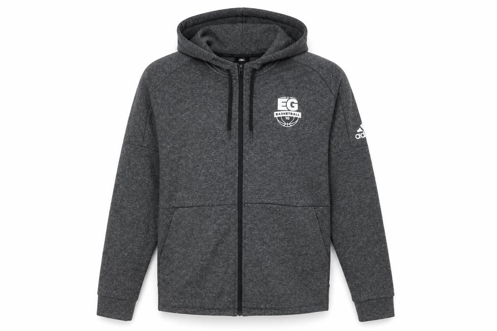 Adidas Men's Grey Full Zip Hoodie Size L Sports Basketball EG Logo
