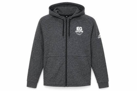 Adidas Men's Grey Full Zip Hoodie Size L Sports Basketball EG Logo