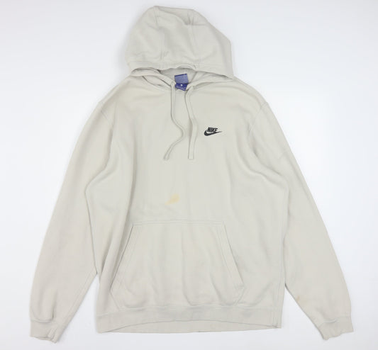 Nike Men’s Beige XL Pullover Fleece Hoodie with Logo