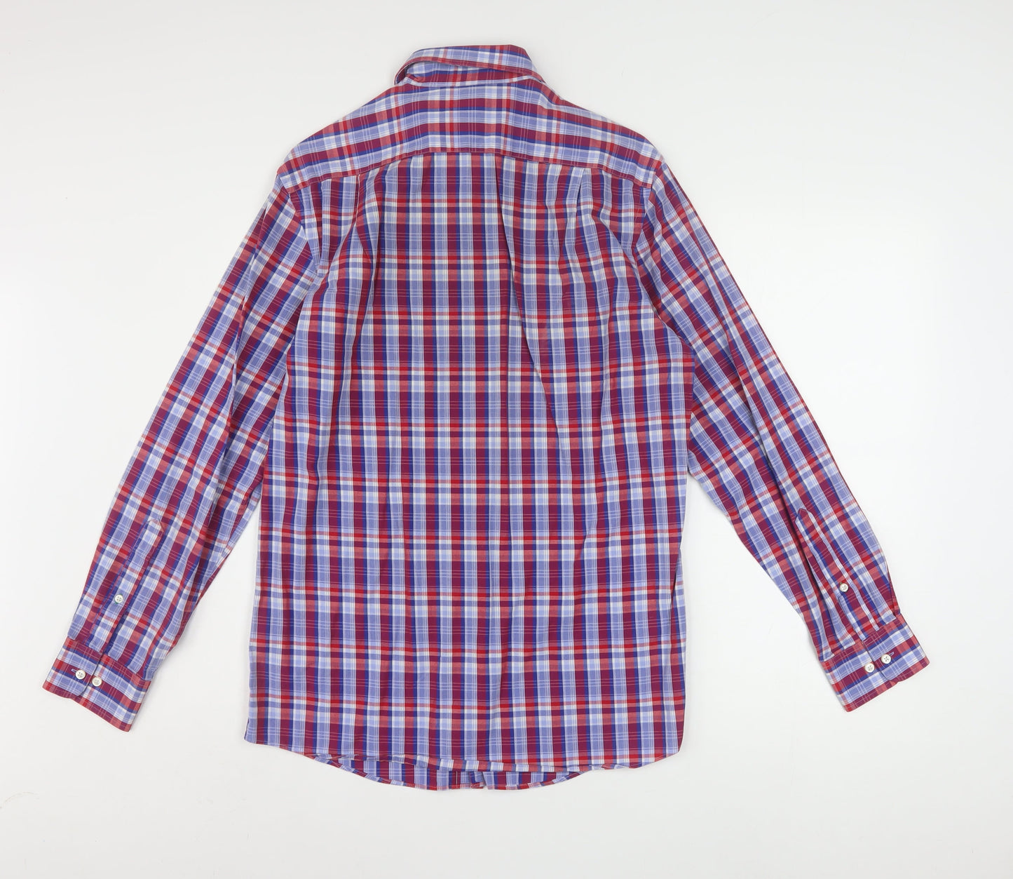 Tommy Hilfiger Men's Red Blue Checked Slim Fit Long Sleeve Shirt 15