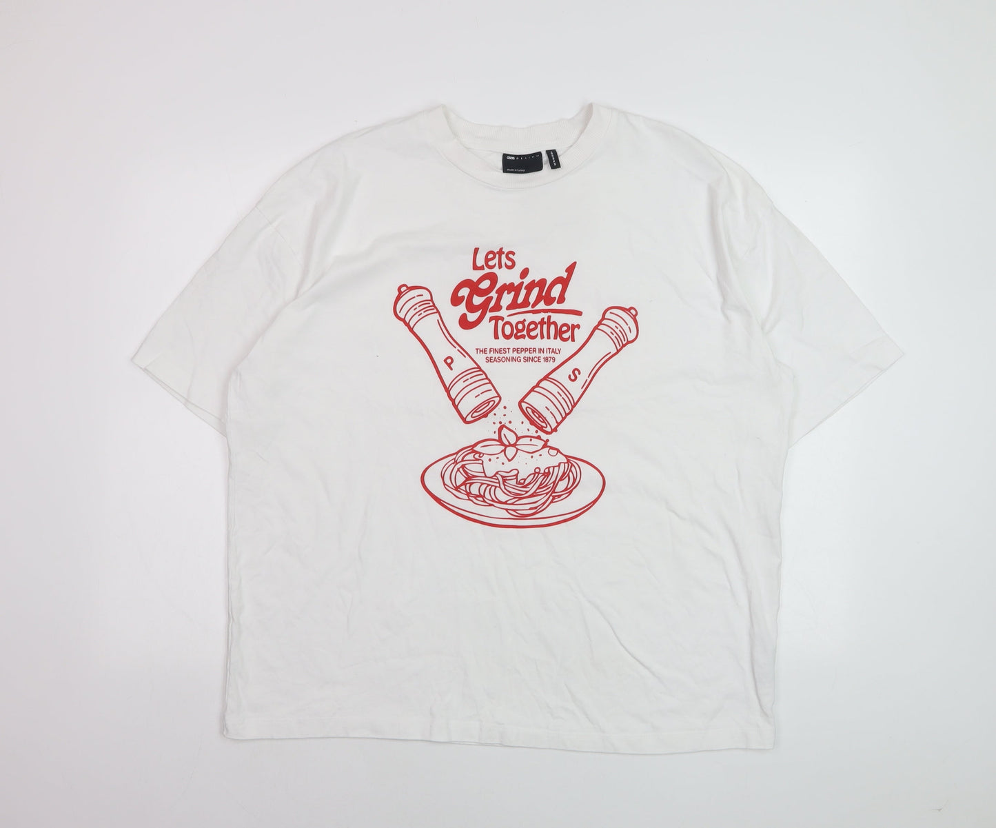 ASOS DESIGN Women White Size 10 Funny Graphic Cotton T-Shirt