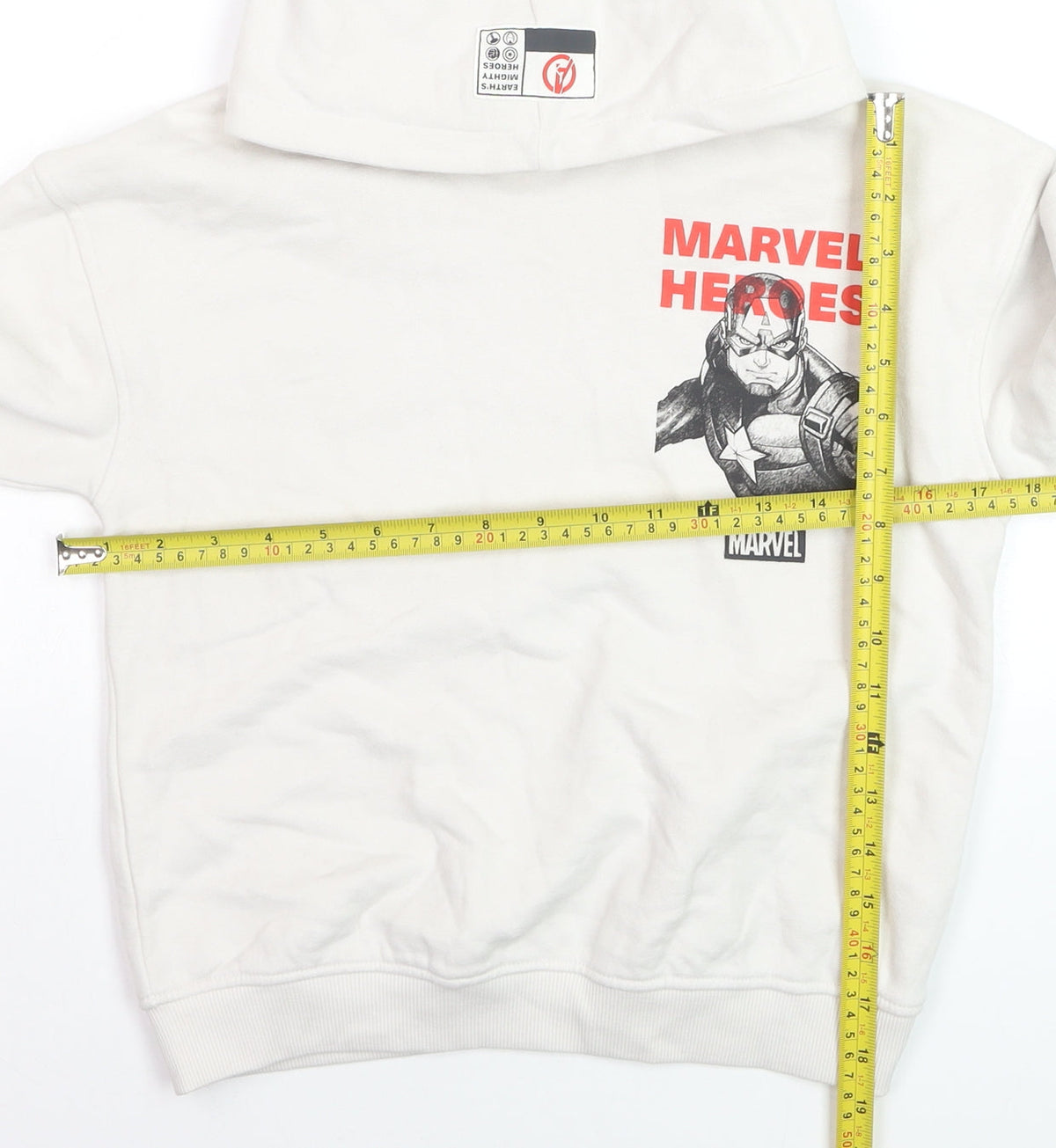 Marks & Spencer Boys White Marvel Heroes Hoodie 7-8 Years Cotton Blend