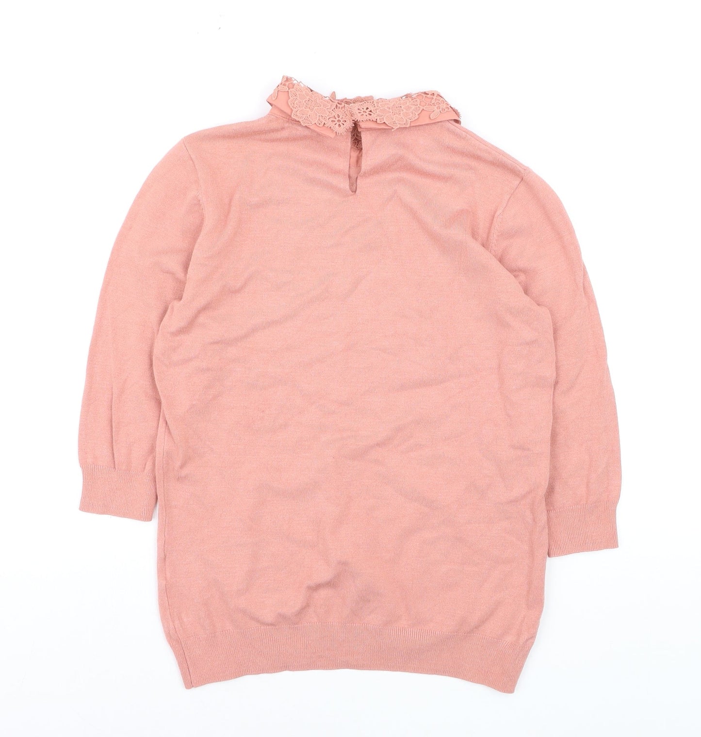 Warehouse Women’s Pink Lace Collar Knit Jumper Size 10