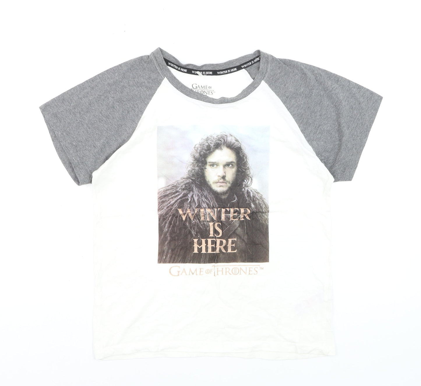 Game of Thrones Women's Grey & White Raglan T-Shirt Size S