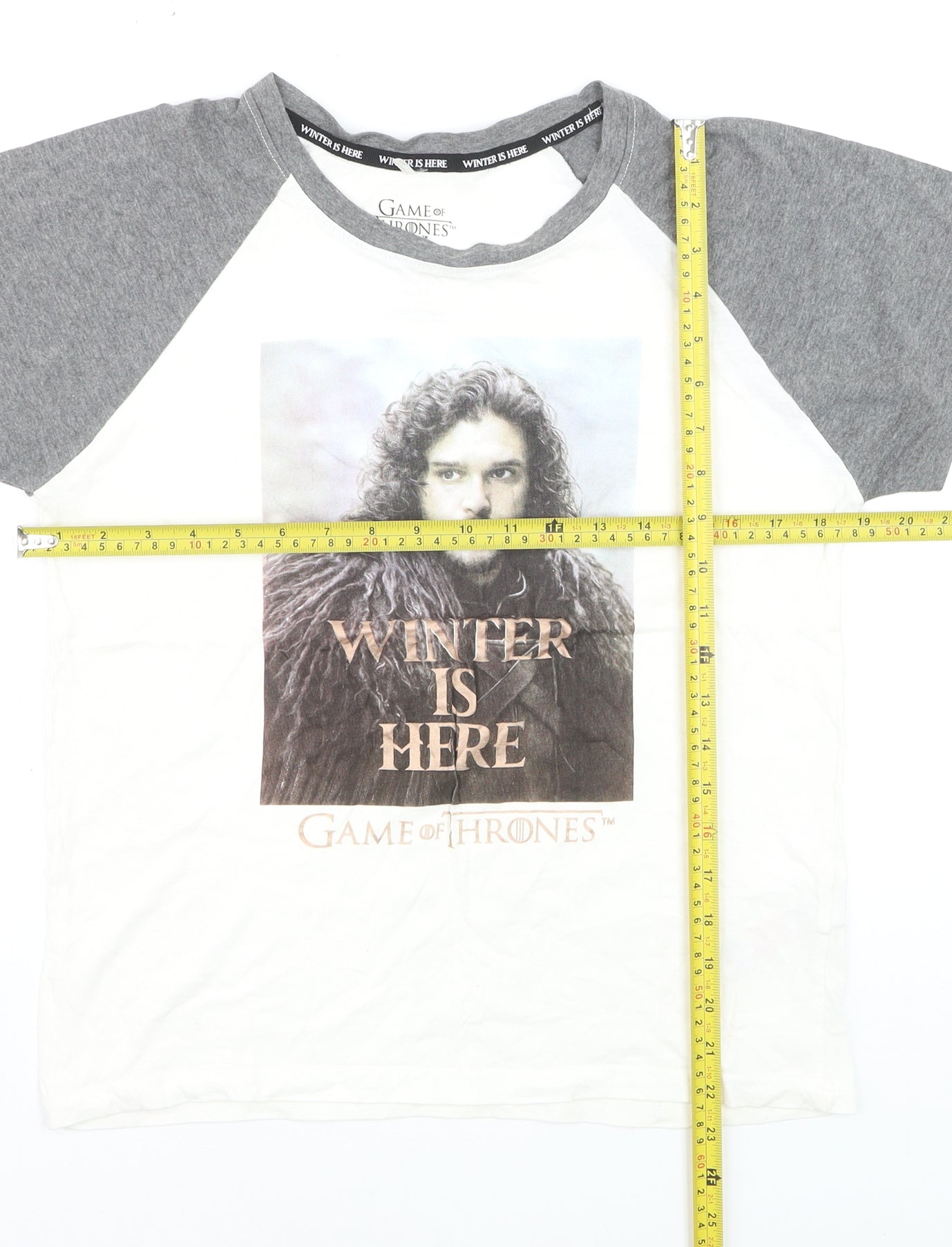 Game of Thrones Women's Grey & White Raglan T-Shirt Size S