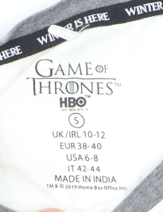Game of Thrones Women's Grey & White Raglan T-Shirt Size S