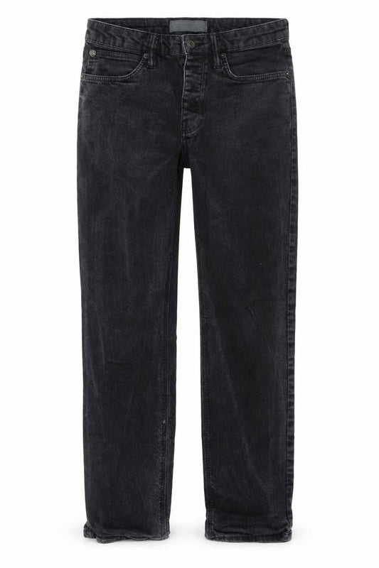 Front view of French Connection women’s black slim straight jeans, size S