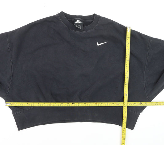 Nike Women's Black Small Pullover Sweatshirt Crew Neck Logo Classic Fit