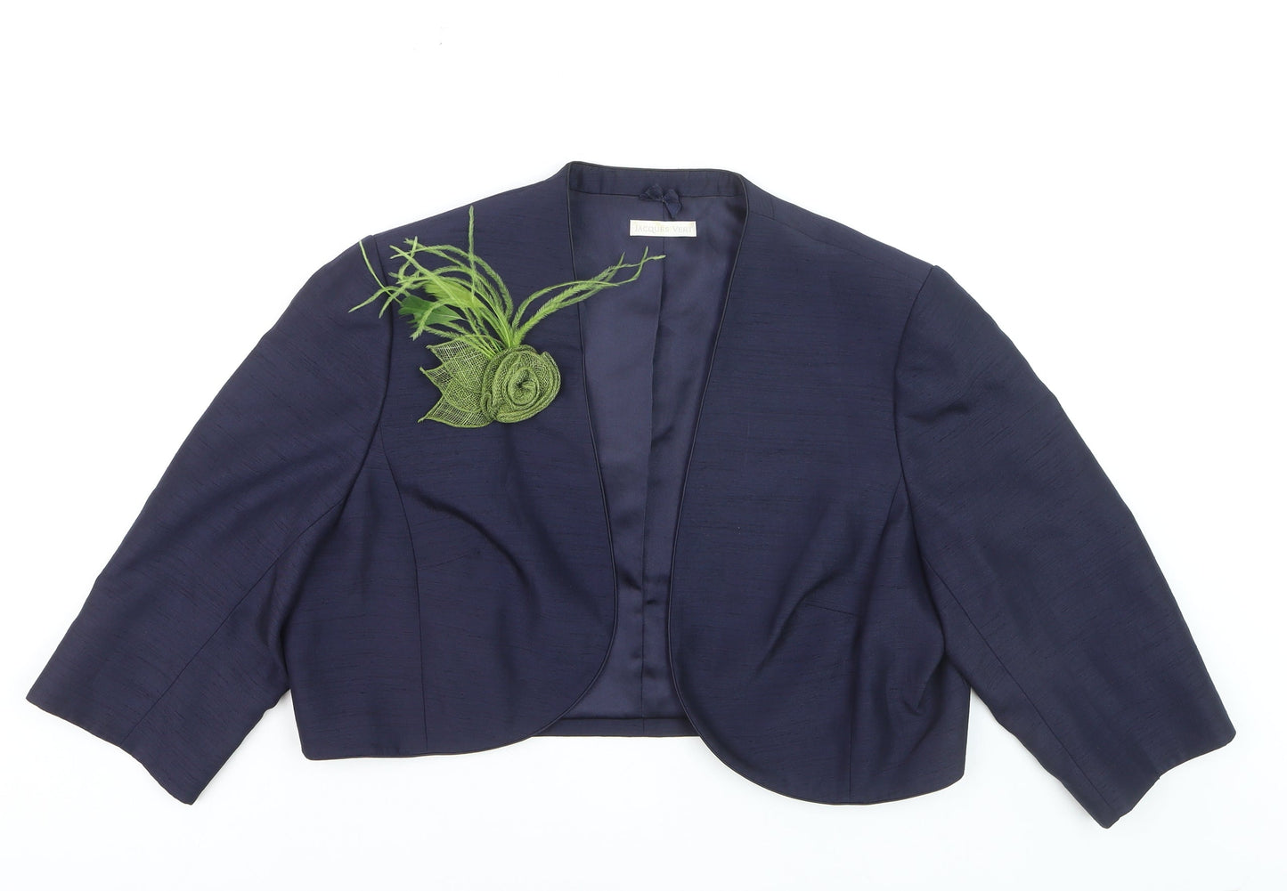 Jacques Vert Women Blue Cropped Suit Jacket Size 20 Elegant Wedding