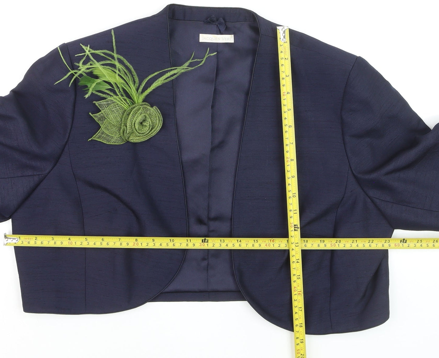 Jacques Vert Women Blue Cropped Suit Jacket Size 20 Elegant Wedding