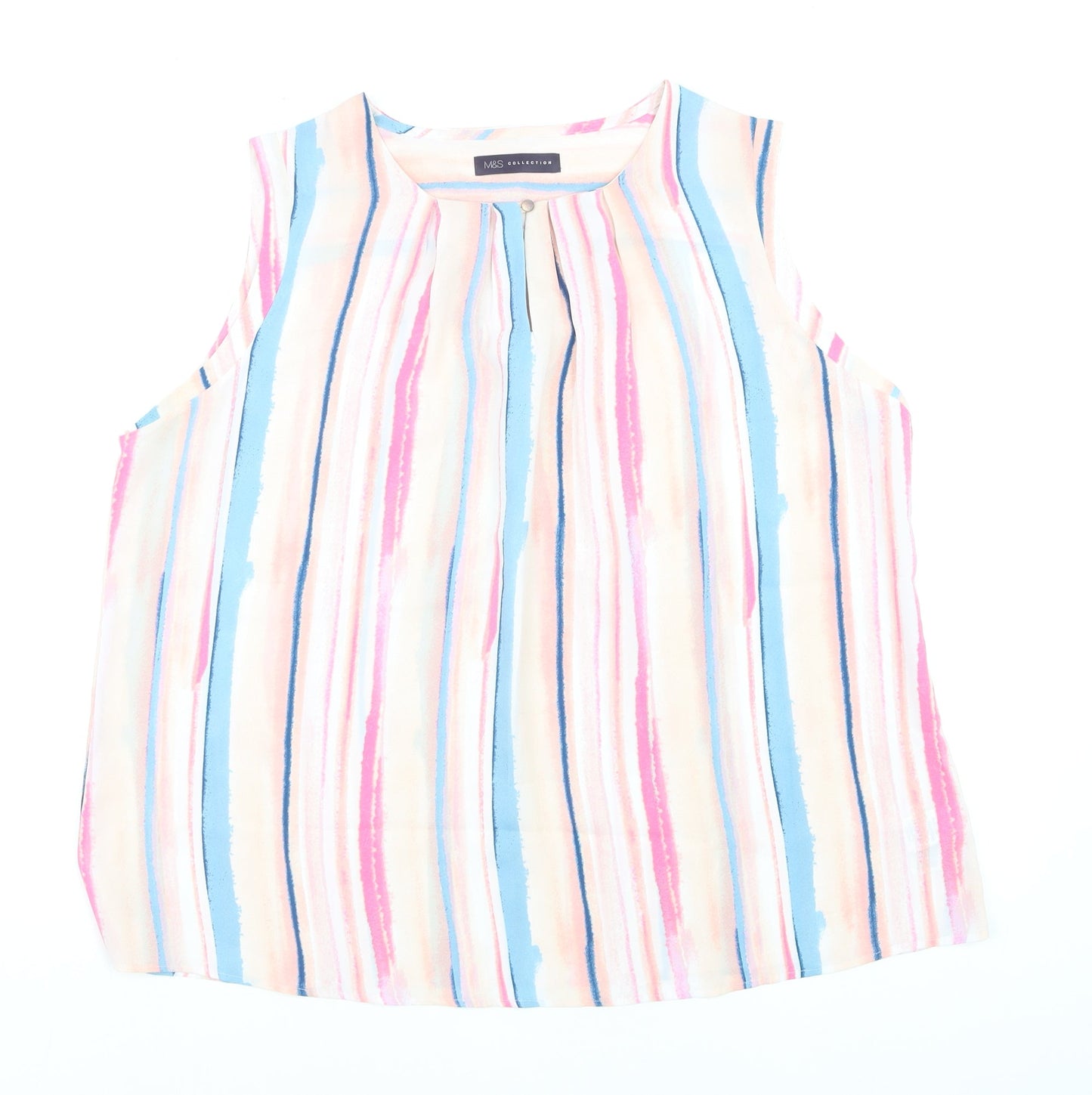Marks and Spencer Women Multi Striped Sleeveless Blouse UK 18