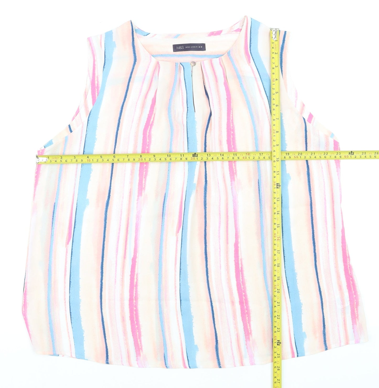 Marks and Spencer Women Multi Striped Sleeveless Blouse UK 18