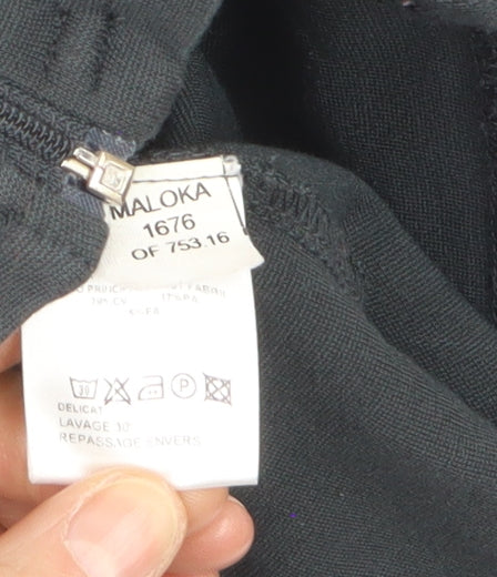 Maloka Women’s Black Full Zip Jumper Size 14 Viscose Knit