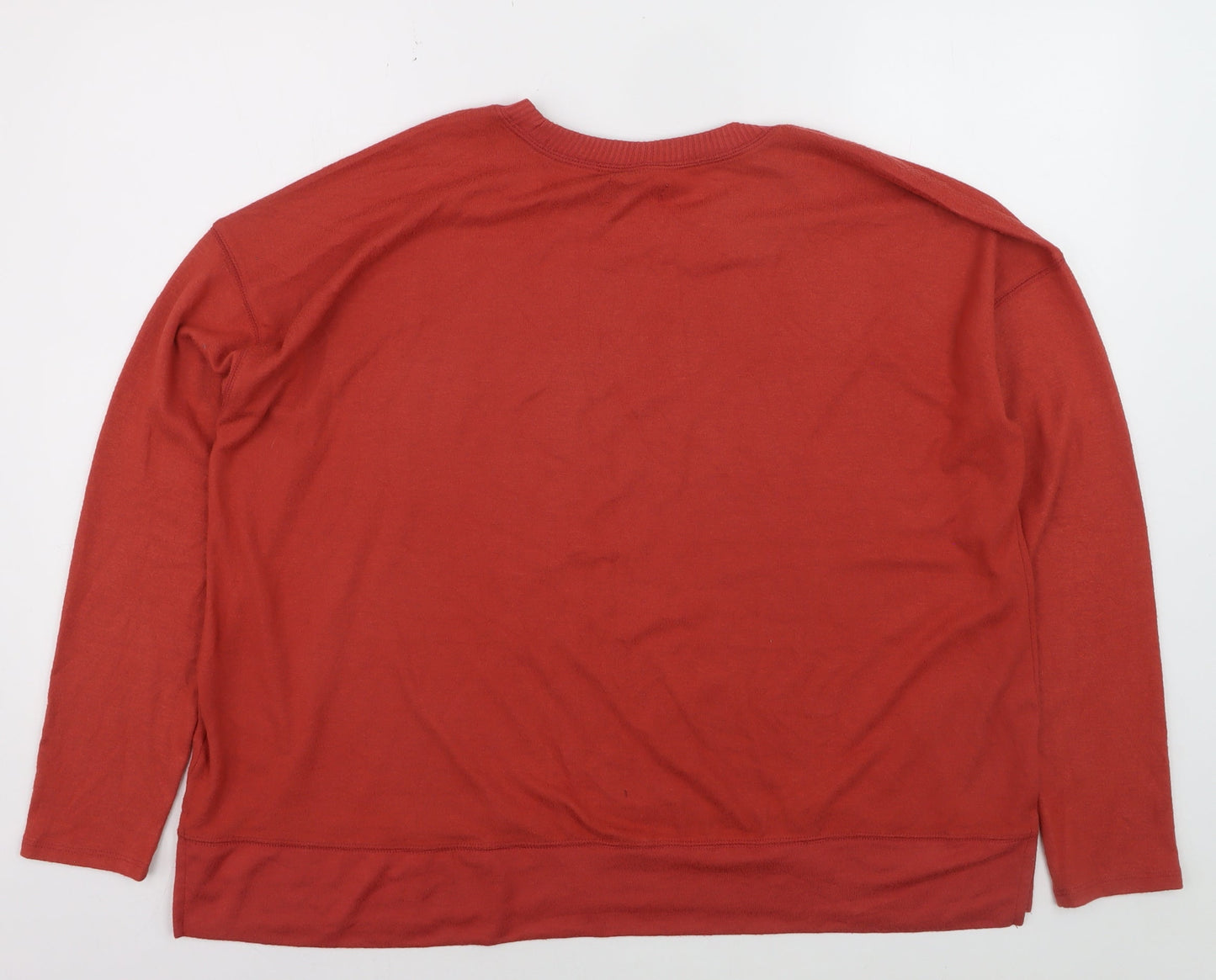 Lucky Brand Women's Red Cotton Modal Crew Neck Pullover Jumper XL